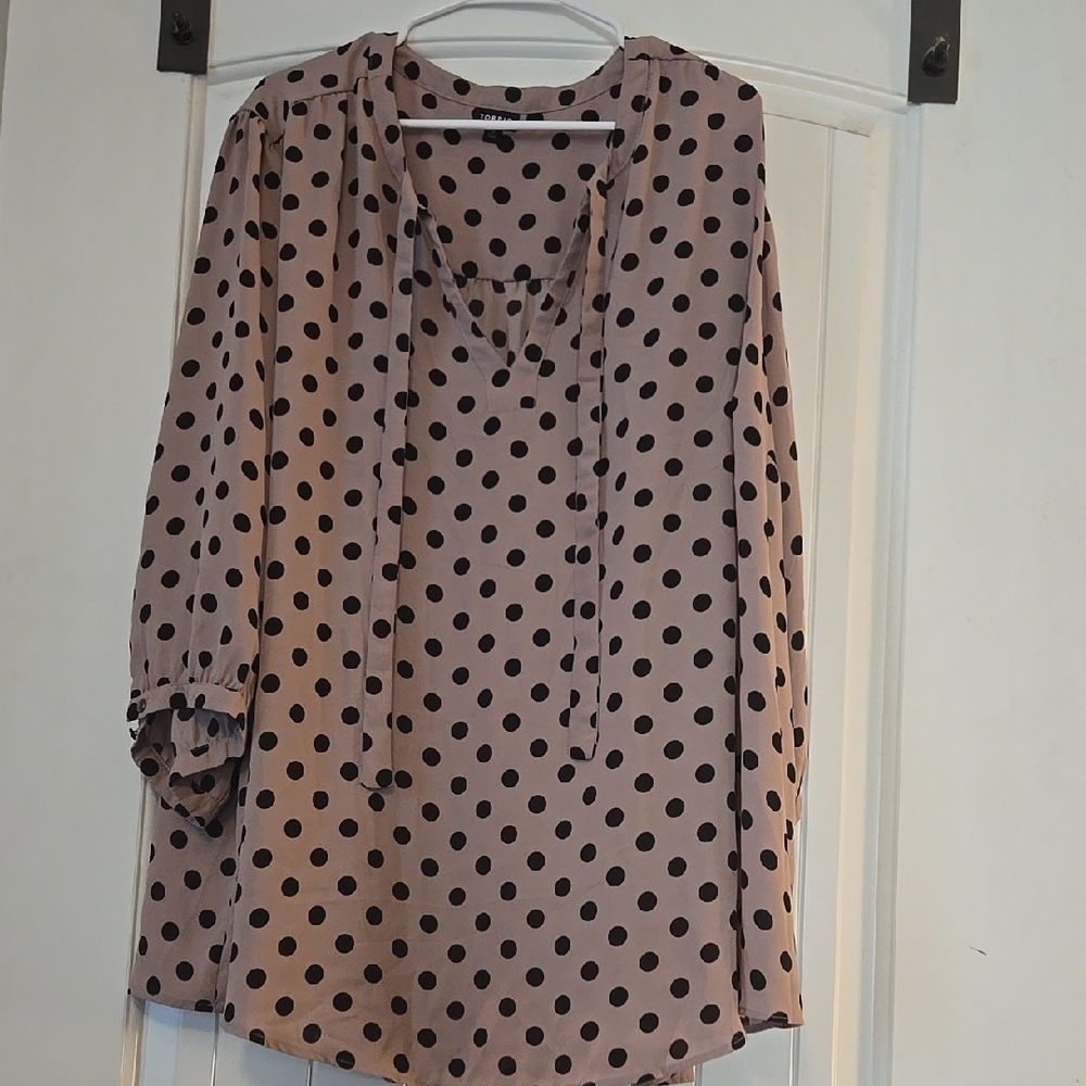 Polka Dot Blouse - Black on Tan